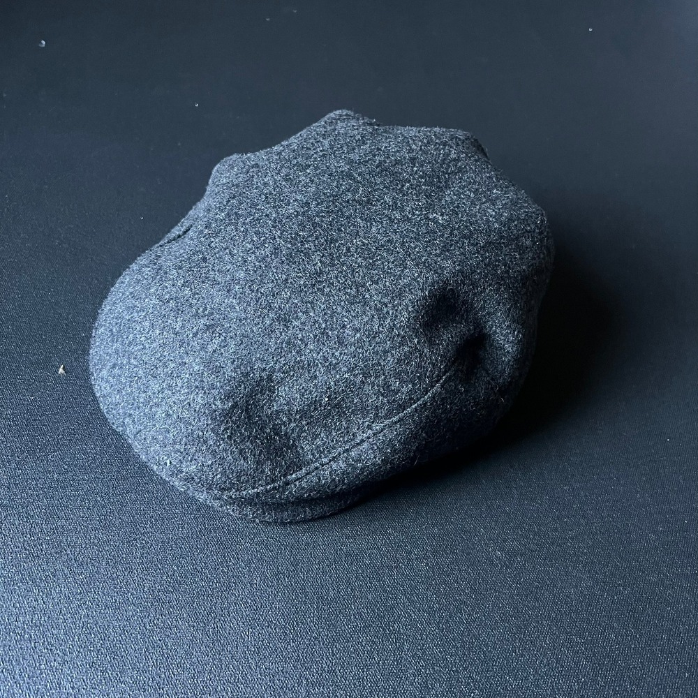 Stetson Mens Charcoal Grey Wool Flat Cap Newsboy Driving Hat Ear Flaps Large USA
